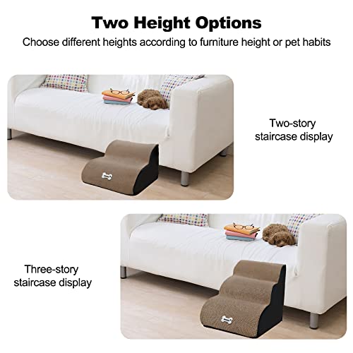 Pet Stairs, Washable & Zippered Cover Removable Pet Ramp, High Density Sponge Dog Stairs(2 Tiers Pet Stair, Black)