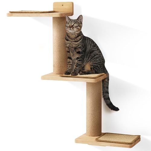 FUKUMARU Cat Wall Shelves, 3 in 1 Transformable Cats Scratching Post Wall Mounted, DIY Kitten Walls Jungle and Perch Platform Supplies, Suit for Climb, Play, Nap, Scratch