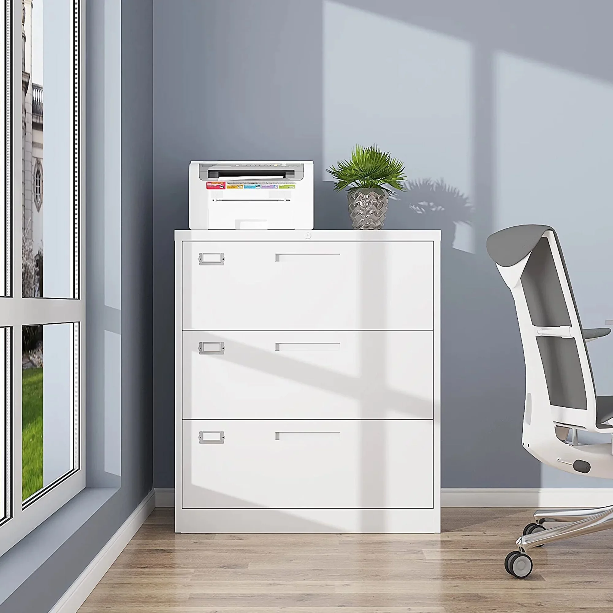 clarencehomeinc Lateral file cabinet 3 drawers Black