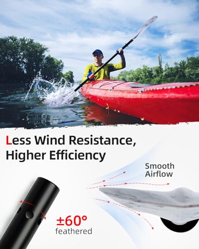 Abahub Adjustable Kayak Paddle 210-230 cm/ 230-250 cm Floating Kayaking Oars Boating Oars Canoeing Oars Black