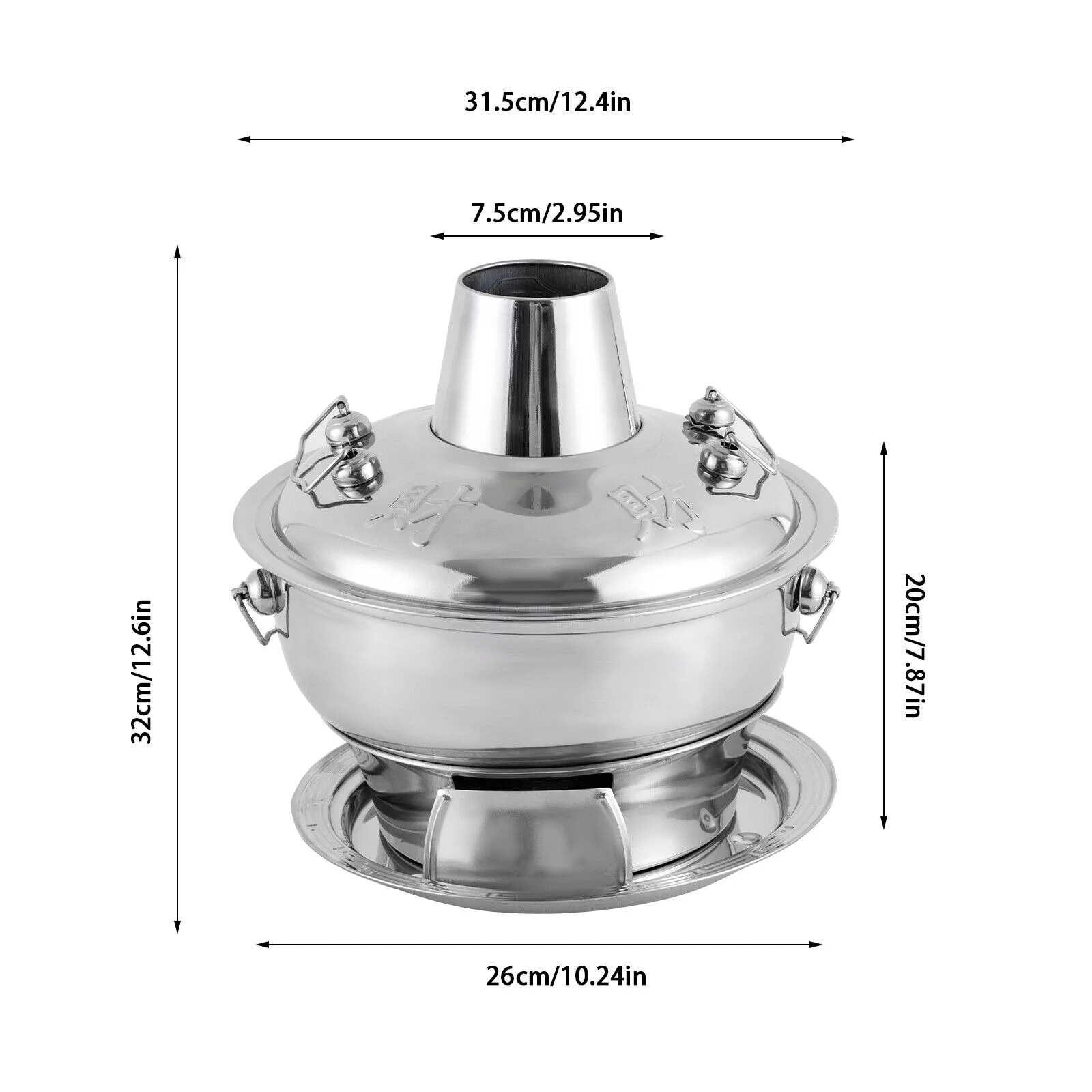 1.9QT/2.3QT Chinese Style Stainless Steel Shabu Hot Pot Instant-boiled Hotpot,LKS-8380