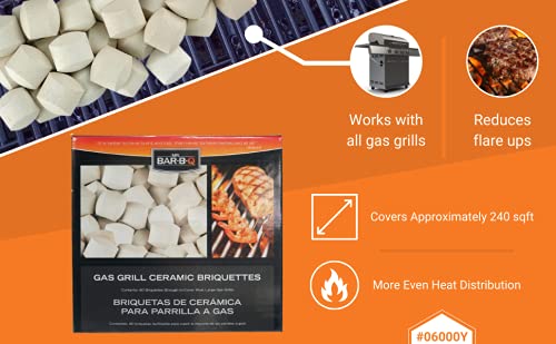 60 Count Ceramic Briquettes, Self Cleaning Ceramic Gas Grill Briquettes, Reduce Flare Ups for Outdoor Food Cooking, BBQ, Camping Essentials, Replacement for Lava Rocks & Charcoal by Mr. Bar-B-Q 06000Y