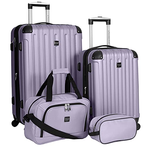 Travelers Club Midtown Hardside Luggage Travel, Black, 4-Piece Set