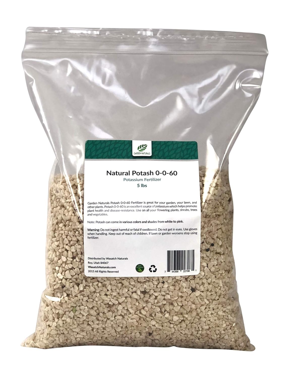 Natural Potash 0-0-60 Fertilizer 15 Pounds (Garden Naturals Brand)