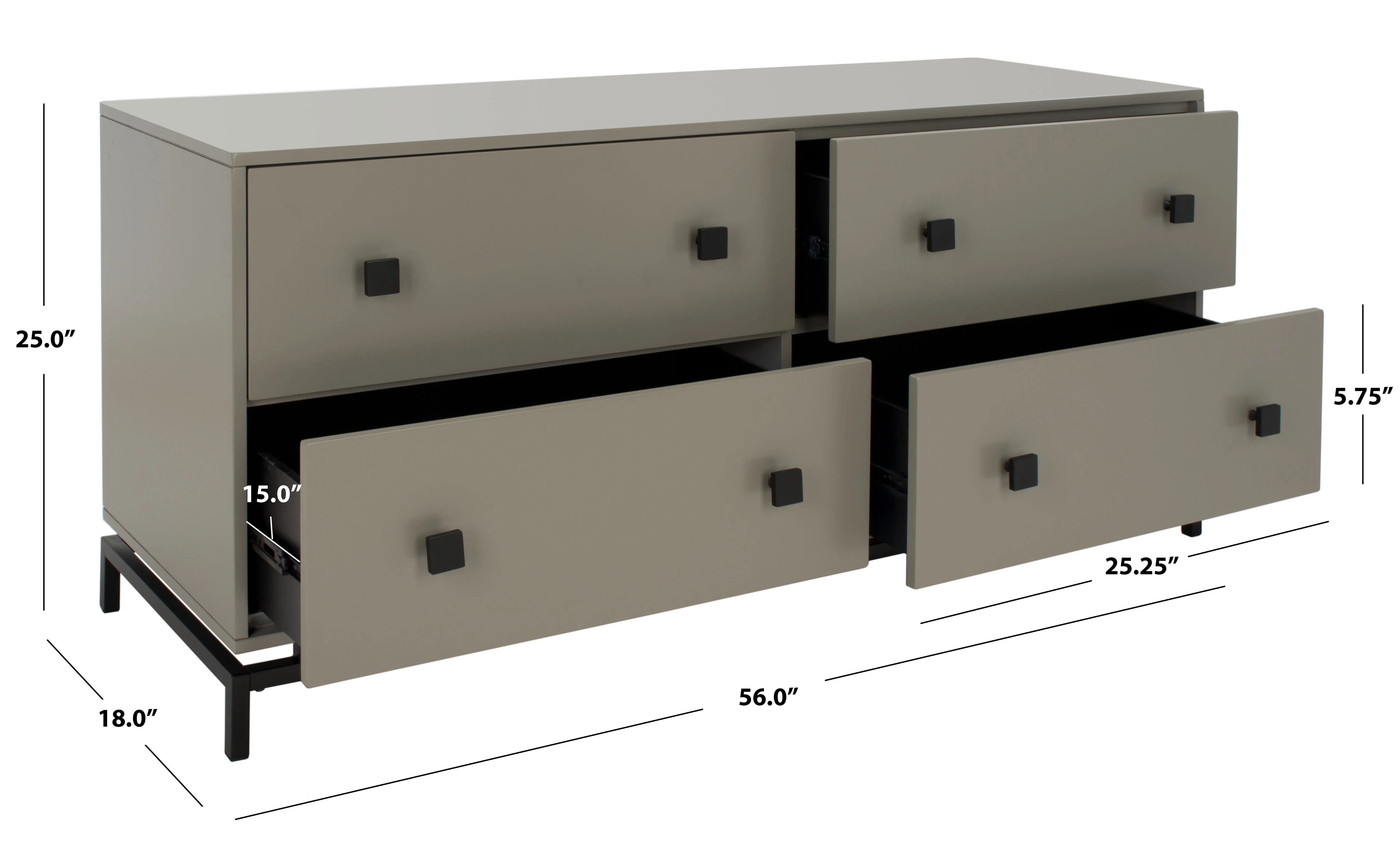 SAFAVIEH Couture Claudette Modern 4-Drawer Dresser, Dark Grey/Black