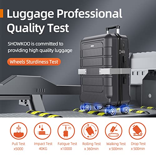 SHOWKOO Luggage Sets Expandable PC+ABS Durable Suitcase Double Wheels TSA Lock Black