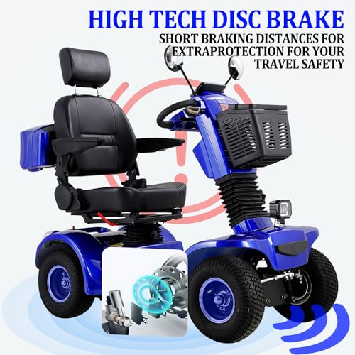 Heavy Duty Mobility Scooters for Seniors & Adults 4 wheel 500lbs Capacity - Electric Powered Chair,800W 20Ah power Long Range Power Extended Battery with Adjustable Seat and Rear Basket