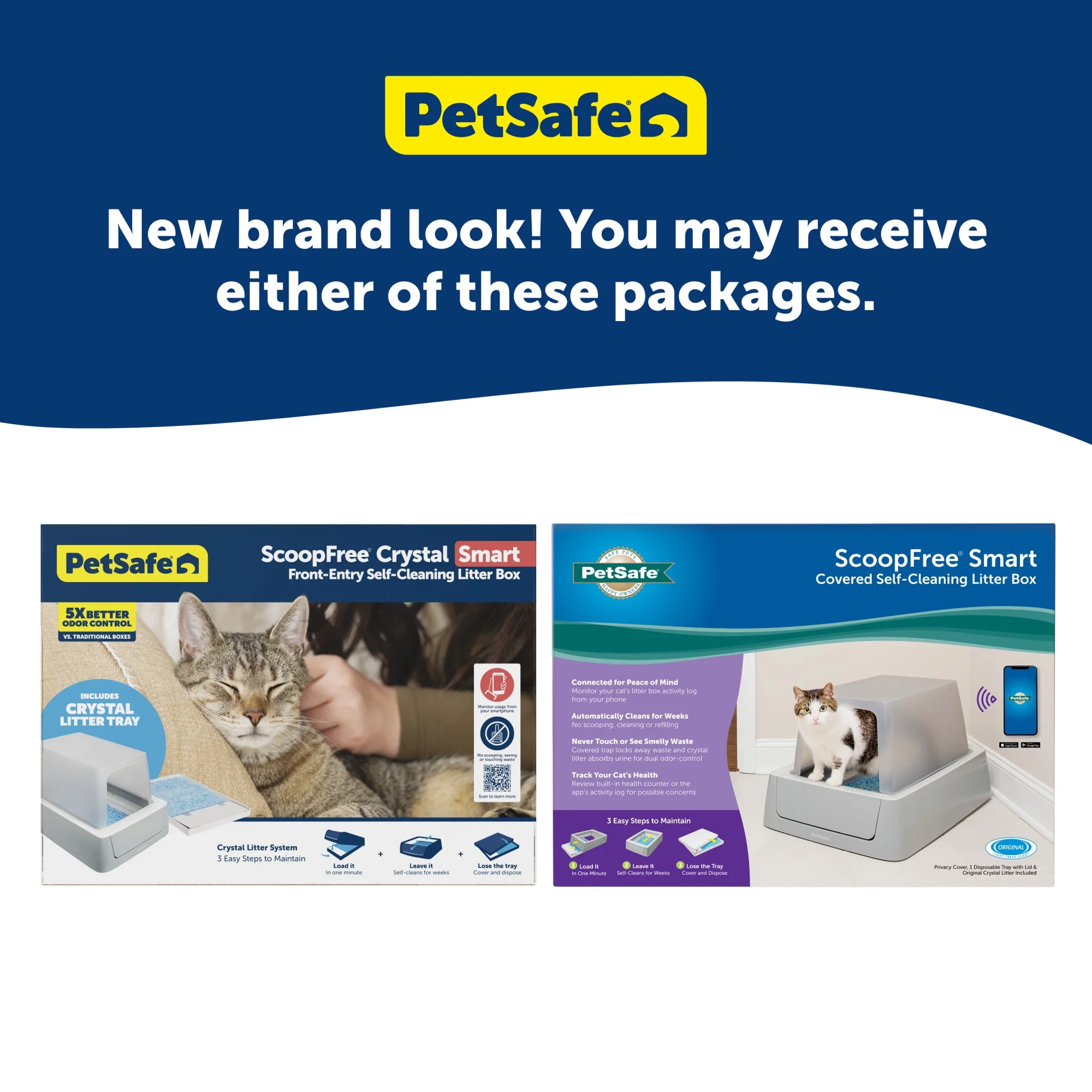 PetSafe ScoopFree Crystal Smart Front-Entry Self-Cleaning Cat Litter Box, Phone App Connected, Gray