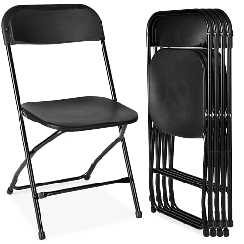 Best Choice Products Set of 10 Plastic Folding Chairs, Portable Stacking Indoor Outdoor Seating for Home, Yard, Garden, Parties, Events w/Non-Slip Feet, 350lb Weight Capacity - Black