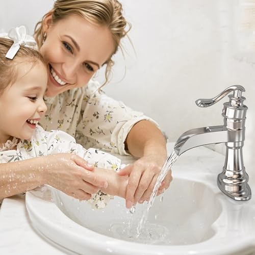 Vessel Sink Faucet, Oil Rubbed Bronze Black Bathroom Faucet, Farmhouse Waterfall Sink Faucet Single Hole with Pop Up Drain Assembly Without Overflow One Hole Mixer Tap Deck Mount