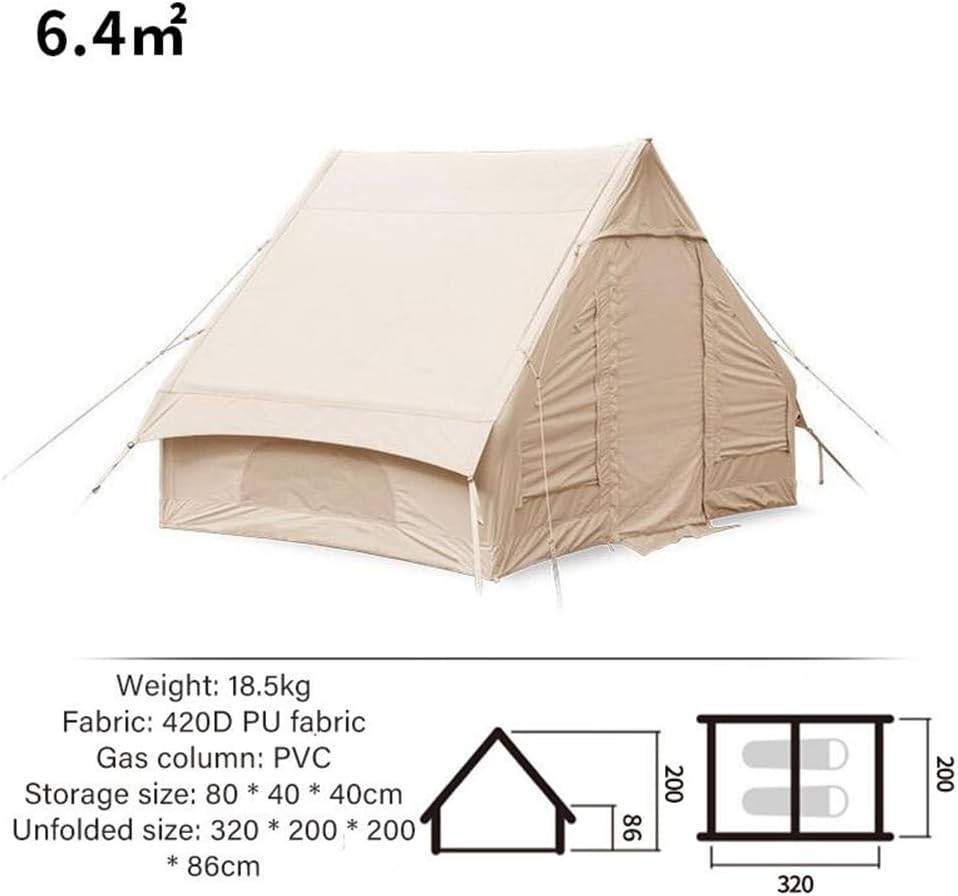 UNIISTRENGH Inflatable Camping Tent with Hand Pump, Air Glamping Tent, Easy Setup Waterproof Blow&Pop Up Tent with Privacy Screen,Stove Jack Hole and Carry Bag
