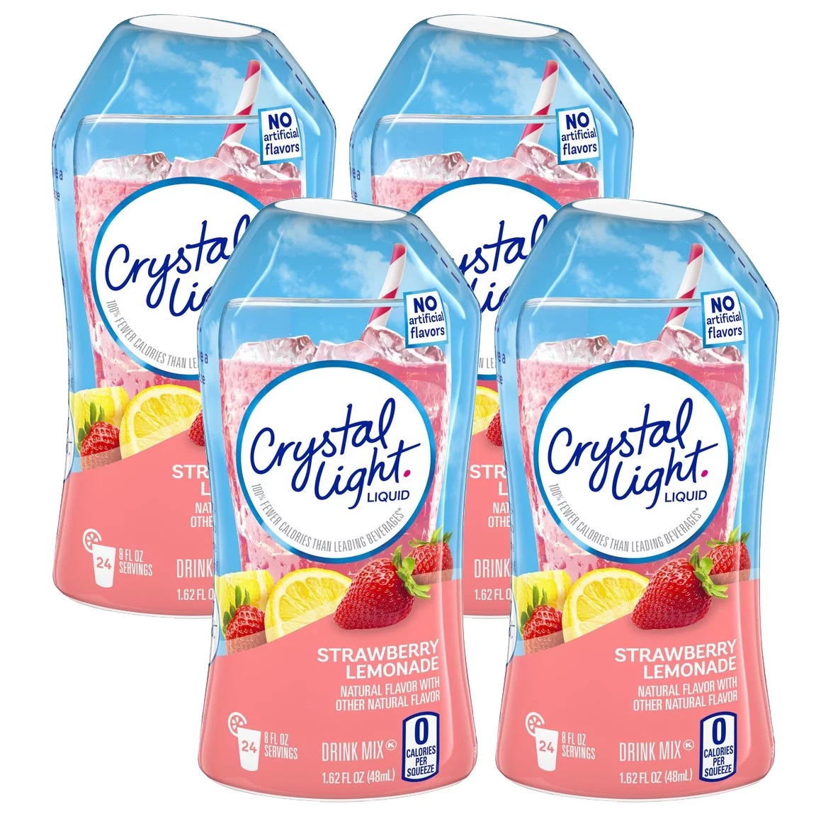 Crystal Light Strawberry Lemonade Liquid Drink Mix, Caffeine Free, 1.62 fl oz Bottle (Pack - 4)