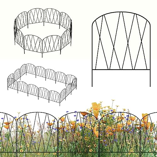 10 Pack Decorative Garden Fence 10.3 ft (L) x 15.9 in (H) Small Garden Fence Animal Barrier Arched Rustproof Garden Fence Border Rabbit Metal Flower Bed Fencing for Yard Patio Outdoor Landscape