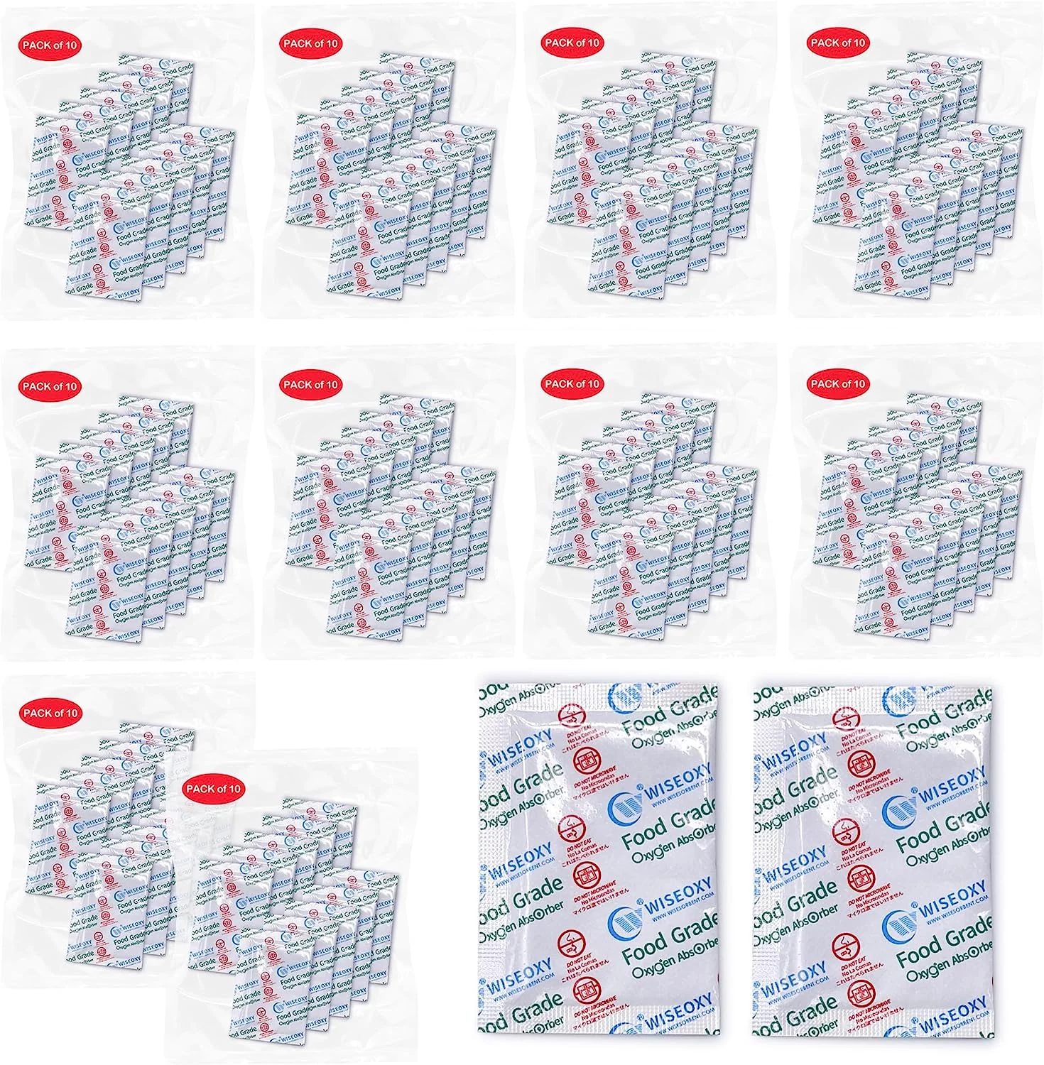 Wisesorb 500CC 100 Packs Oxygen Absorbers for Food Storage, Food Grade Oxygen Absorbers, O2 Absorbers Food Grade for Food Storage