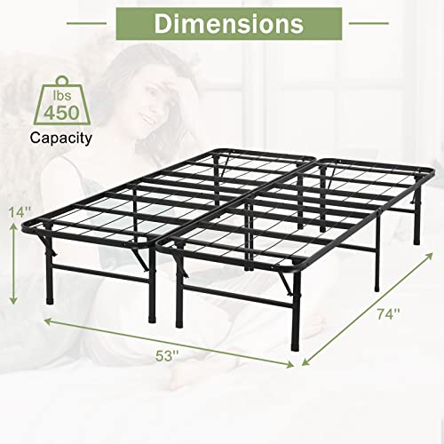 Twin Sturdy Steel Bed Frame, 14 Inch Metal Platform Mattress Foundation No Box Spring Replacement, Underbed Storage, Foldable Heavy Duty Steel Slat Noise-Free Easy Assembly,Black