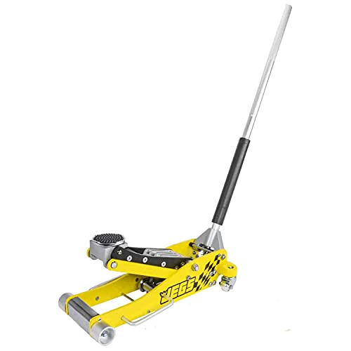 JEGS Professional Low-Profile 3-Ton Aluminum Floor Jack | 3 ½ Inch Minimum Saddle Height | Lightweight Construction | 360 Degree Rotating Saddle