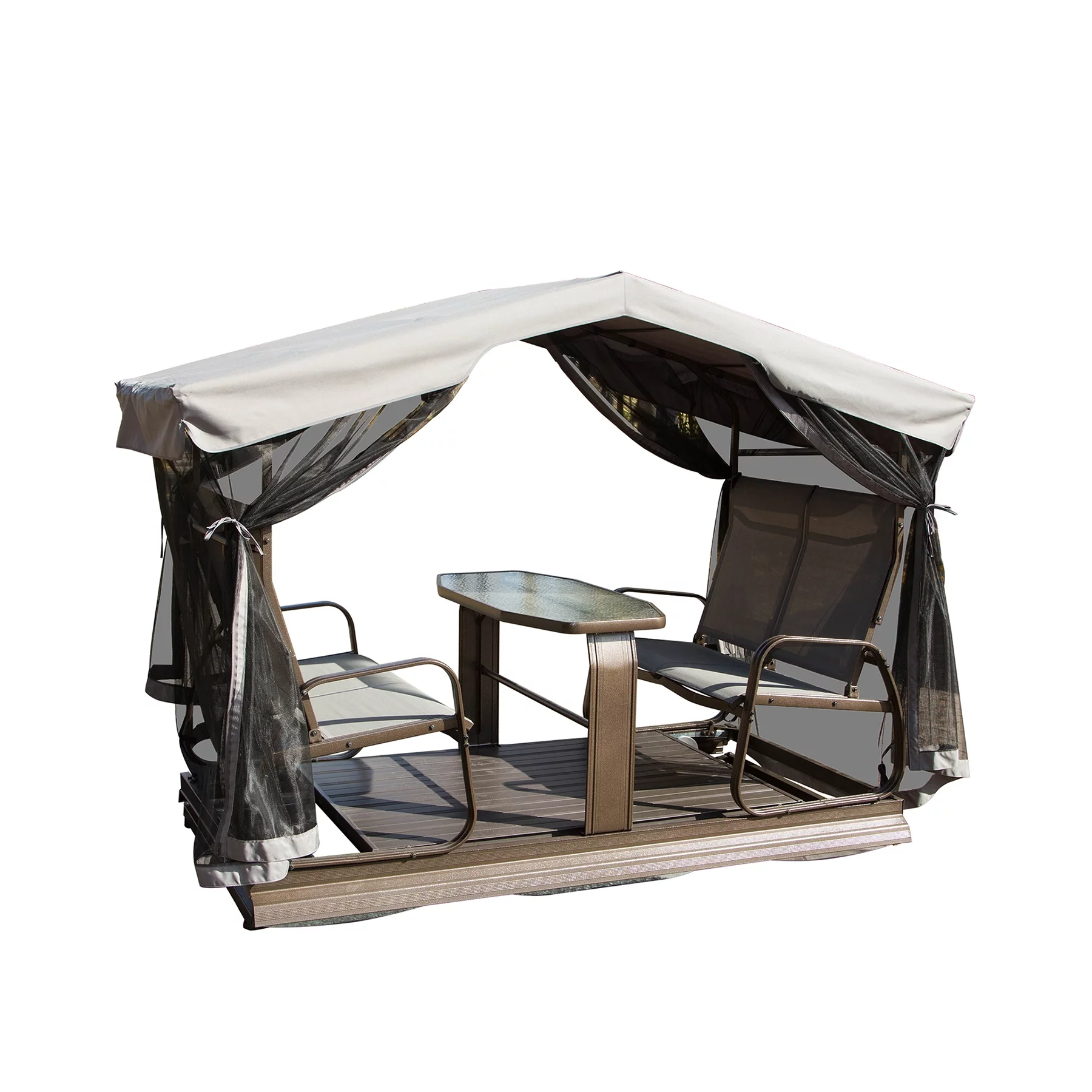 Domi 4-Seat Outdoor Glider Benches with Canopy, Retro Metal Glider Chair with Aluminum Frame, Patio Swing Chair for Outside,Garden,Lawn