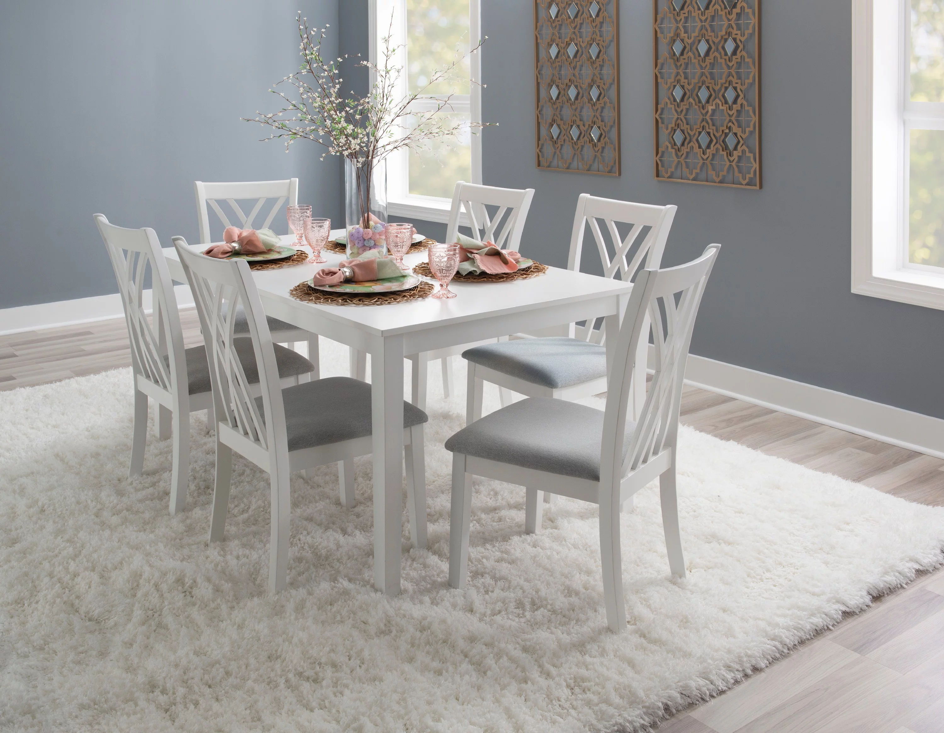 Powell Maggie 7-Piece Dining Set, White