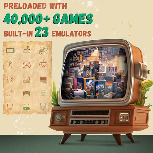 Retro Gaming Console – 40,000+ Classic Games, HDMI Plug & Play Game Stick, Dual Wireless Controllers, 23 Emulators, Save & Search Support, Gift for Kids & Adults (64GB)