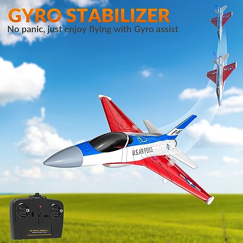 VOLANTEXRC RC Plane F-16 Fighting Falcon - 2.4Ghz 2CH Remote Control Airplane Jet Fighter Ready to Fly with Cool Lights, for Beginners, Boys and Girls (762-4)