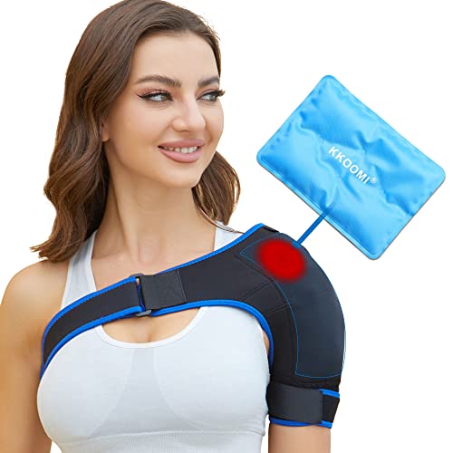 Shoulder Brace Gel Ice Pack Shoulder Pain Relief for Torn Rotator Cuff, Shoulder Sling Ice Bag for Injuries Reusable,Support and Compression Sleeve Wrap for Women&Men Shoulder Brace