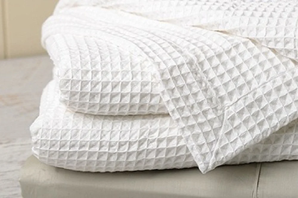 Santa Grace Honeycomb Thermal Waffle Blanket 100% Cotton King White