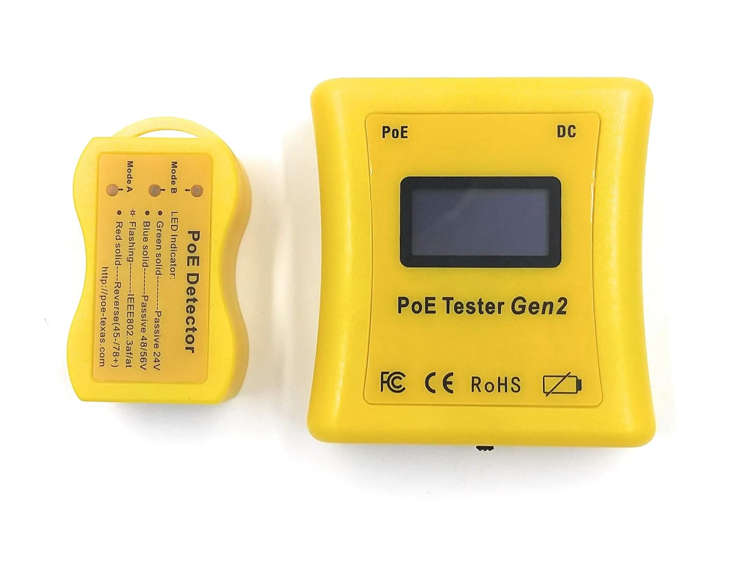 PoE Tester Gen2 by PoE Texas - Power Over Ethernet Tester to Determine Voltage, Current and Power Consumption on Network Cable - Identify PoE and Troubleshoot Connection Problems, No Battery Needed