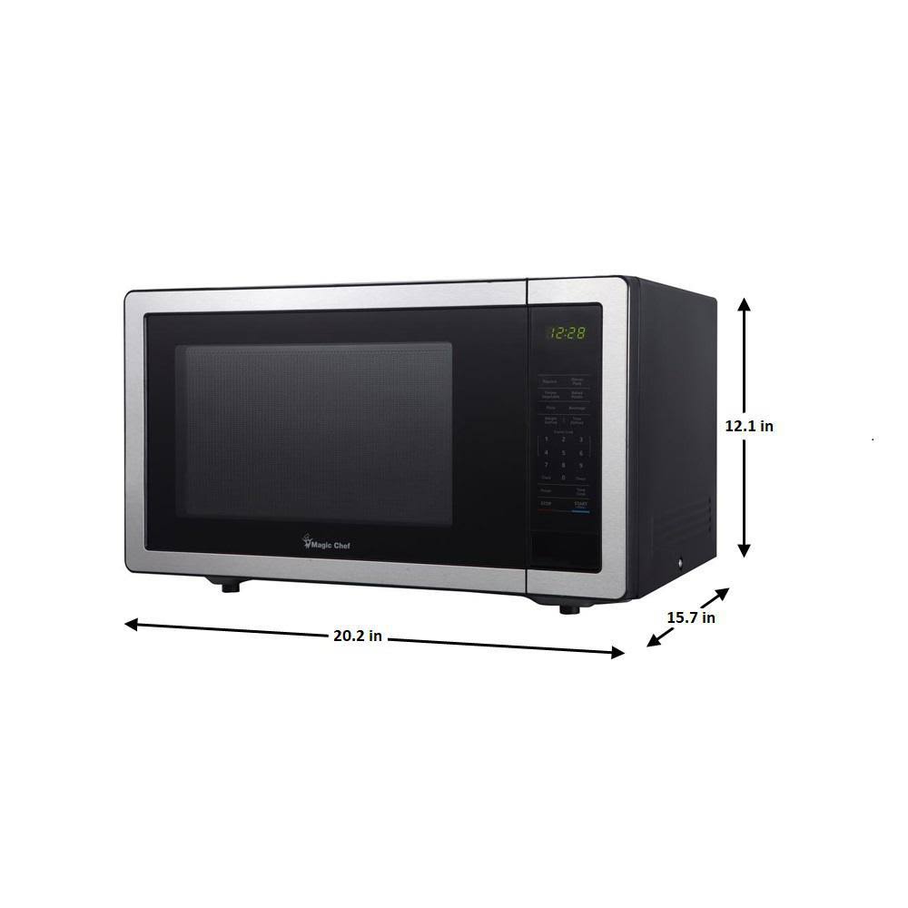 Magic Chef 1.1 Cu. ft. Countertop Microwave in Stainless Steel with Gray Cavity
