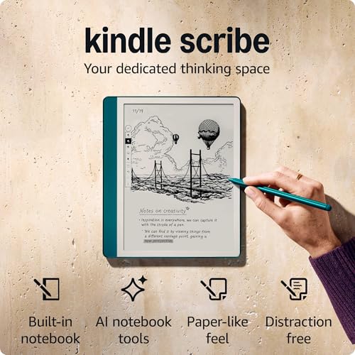 Amazon Kindle Scribe (32GB) - Your notes, documents and books, all in one place. With built-in AI notebook summarization. Includes Premium Pen - Tungsten + 3 months of Kindle Unlimited (with auto-renewal)