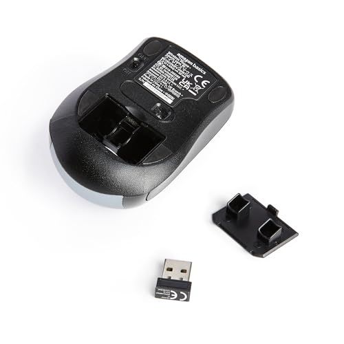 Amazon Basics 2.4 Ghz Wireless Optical Computer Mouse with USB Nano Receiver, Black