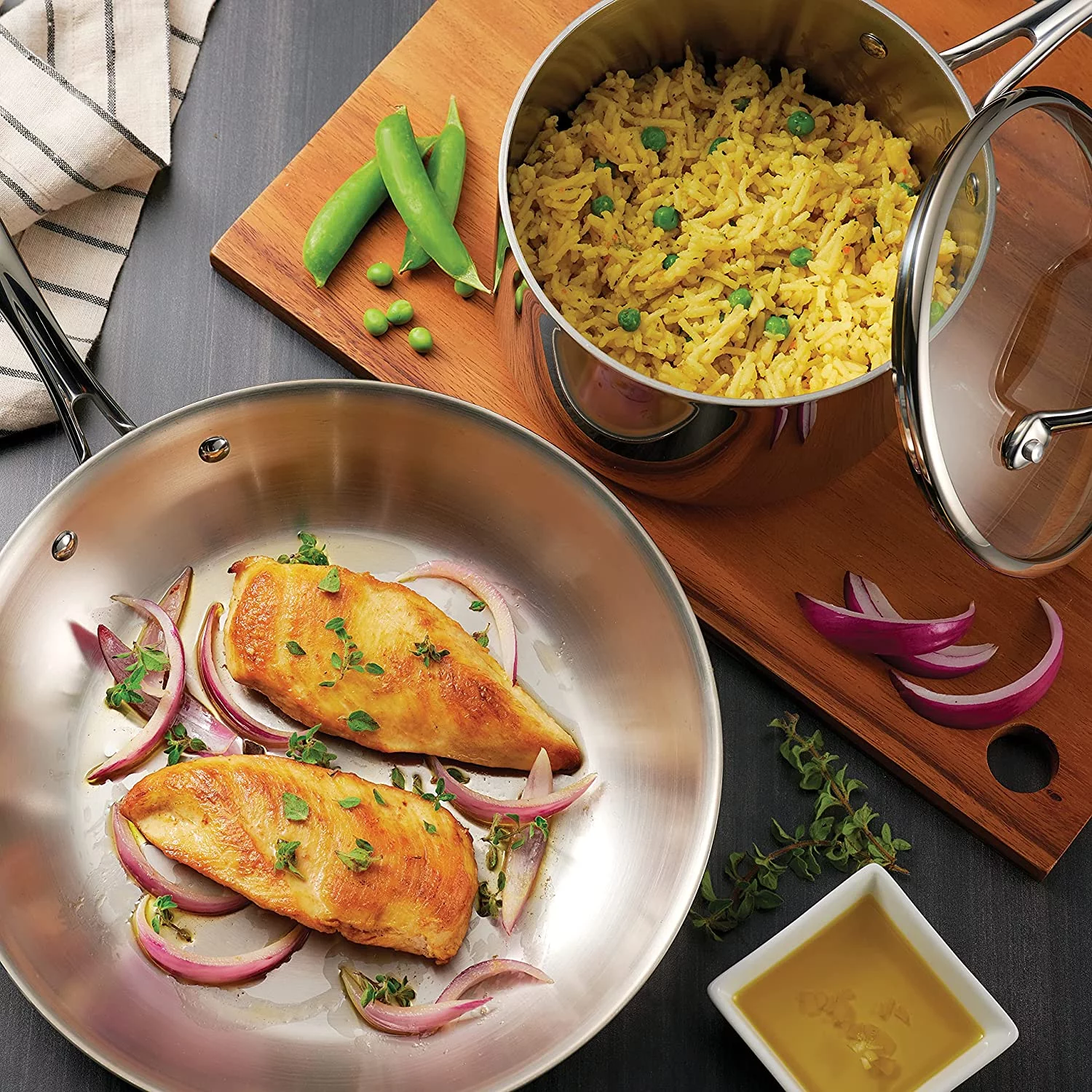 en Stainless Steel Tri-Ply Clad 12-Piece Cookware Set  Glass Lids  80116/1012DS