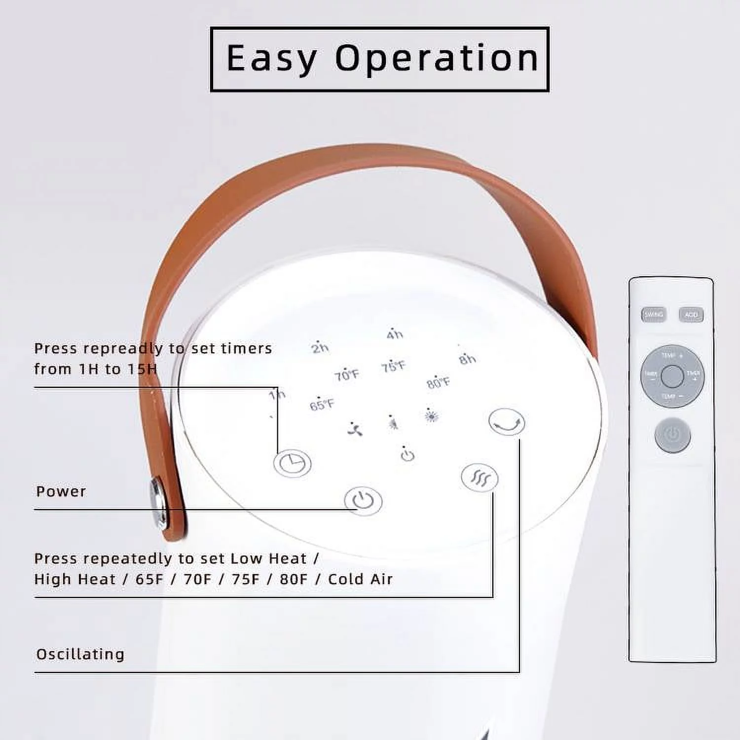 1500W Whole Room Tower Electric Space Heater w/ Remote 4 Heat Modes Setting