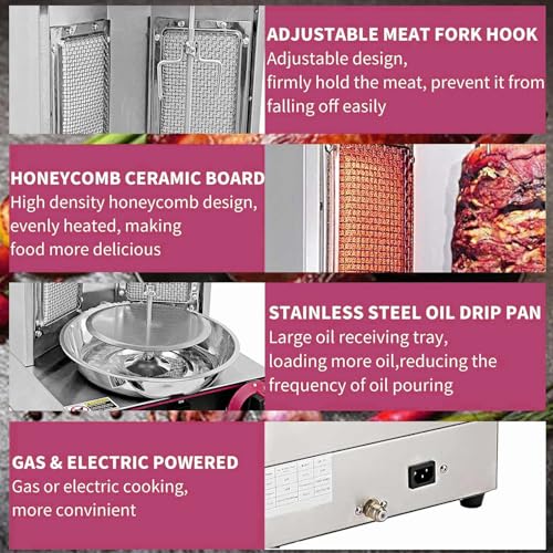 Homemade Chicken Shawarma Machine Countertop Rotisserie Grill Kebab Vertical Rotisserie Propane Turkish Chicken Doner Kebab Broiler,Gas