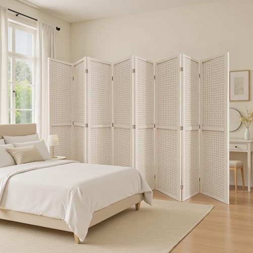 Osparple Room Divider with Shelves 6 Panel Wooden Folding Room Dividers Privacy Screen Wall Divider for Room Separation for Office and Apartment, Natural
