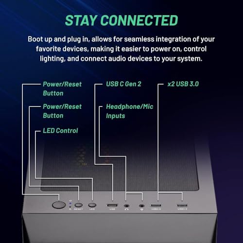 Skytech Nebula Gaming PC Desktop, Ryzen 5 5600 3.5 Ghz (4.4GHz Turbo Boost), NVIDIA RTX 3050 6GB GDDR6, 1TB SSD, 16GB DDR4 RAM 3200, 650W Gold PSU, Wi-Fi, Win 11 Home