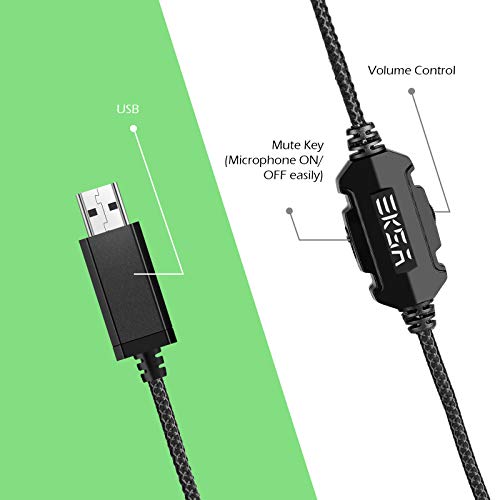 EKSA E1000 Gaming Headset, Computer Headphones with Noise Canceling Mic & RGB Light, 7.1 Surround Sound, Compatible with PC, PS4 PS5 Console, Laptop (Blue)