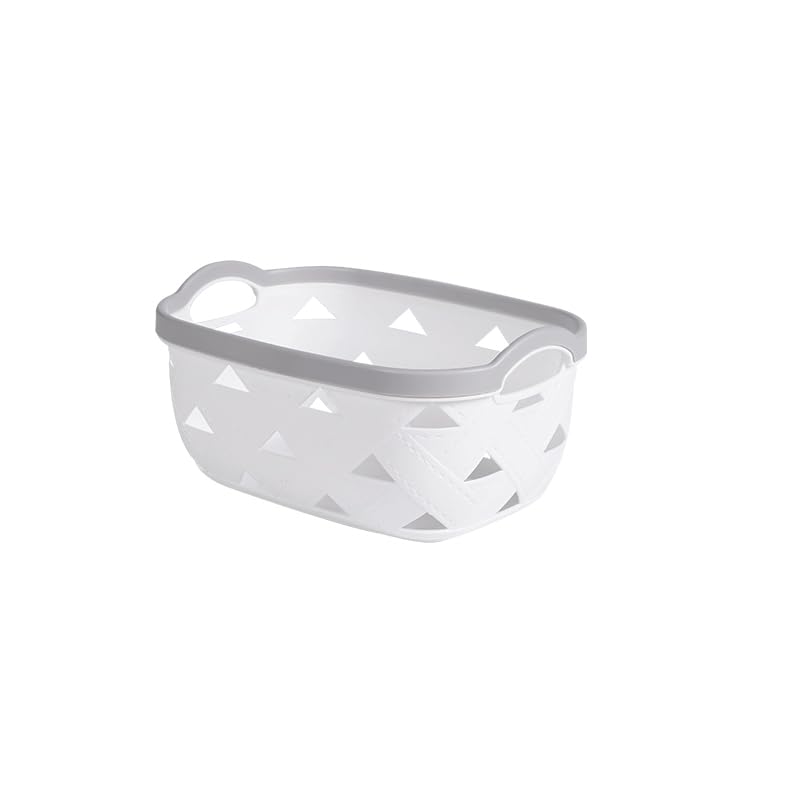 White Plastic Basket with Handles/Storage Organizers - Pantry Baskets, Bins for Shelves, Organizer and Storage for Bathroom, Bedrooms, Kitchens and More (3, Small)