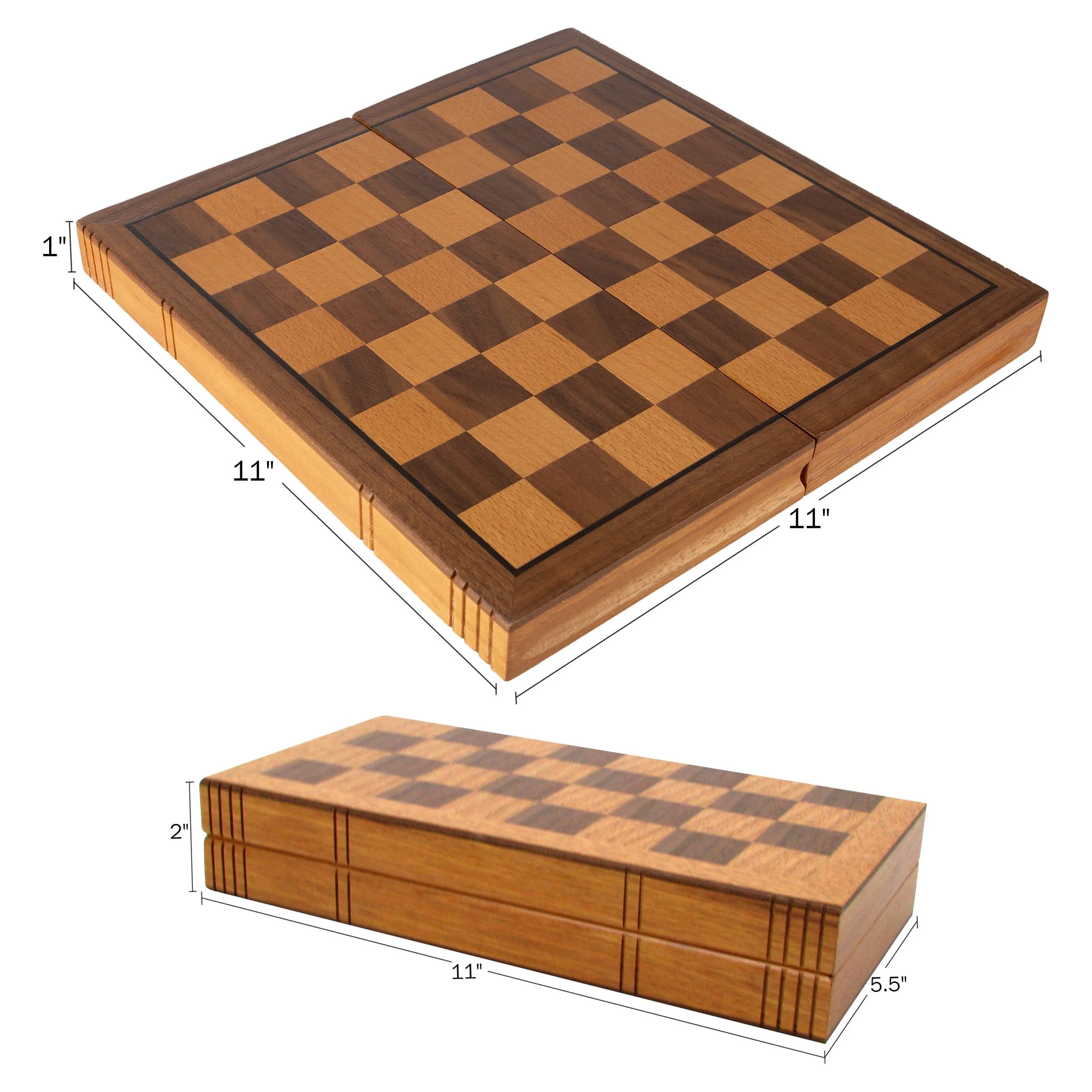 Trademark Global Tg Wooden Book Style Chess Board W/ Staunton Chessmen