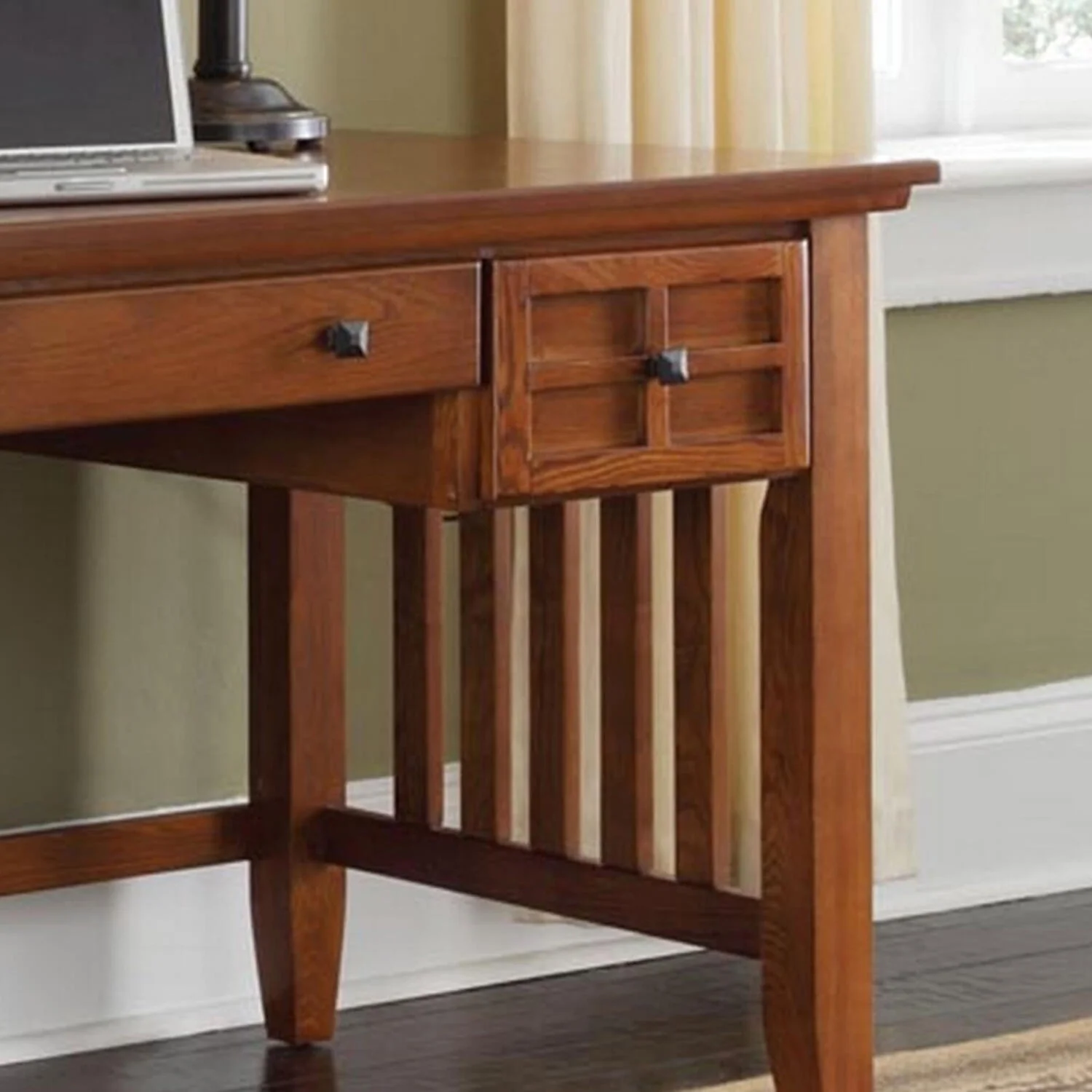 Homestock Mediterranean Mingle Brown Wood Executive Desk
