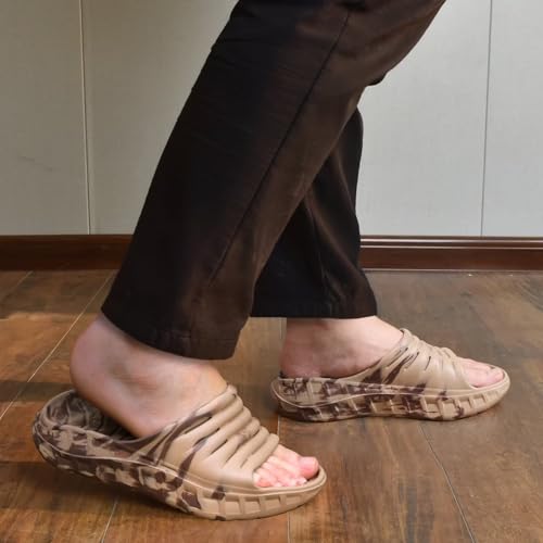 KuaiLu Mens Recovery Sandals Orthotic Thick Cushion Open Toe Sport Slides, Reduces Stress on Feet With Comfortable Plantar Fasciitis, Joints & Back Post-Exercise