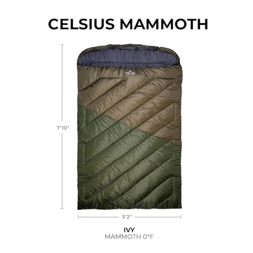 TETON Mammoth, 20 Degree and 0 Degree Sleeping Bags, Double Sleeping Bag, A Warm Bag the Whole Family can Enjoy. Great Sleeping Bag for Camping, Hunting and Base Camp. Compression Sack Included