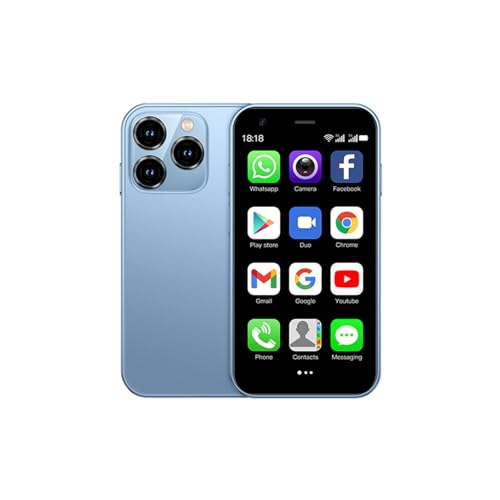 XS15 3G Mini Smartphone 3.0 Inch WiFi GPS China Mobile RAM 2GB ROM 16GB Quad Core Android 8.1 Cell Phones 3D Glass Slim Body Dual Sim Cute Palm Smartphone (Light Blue)