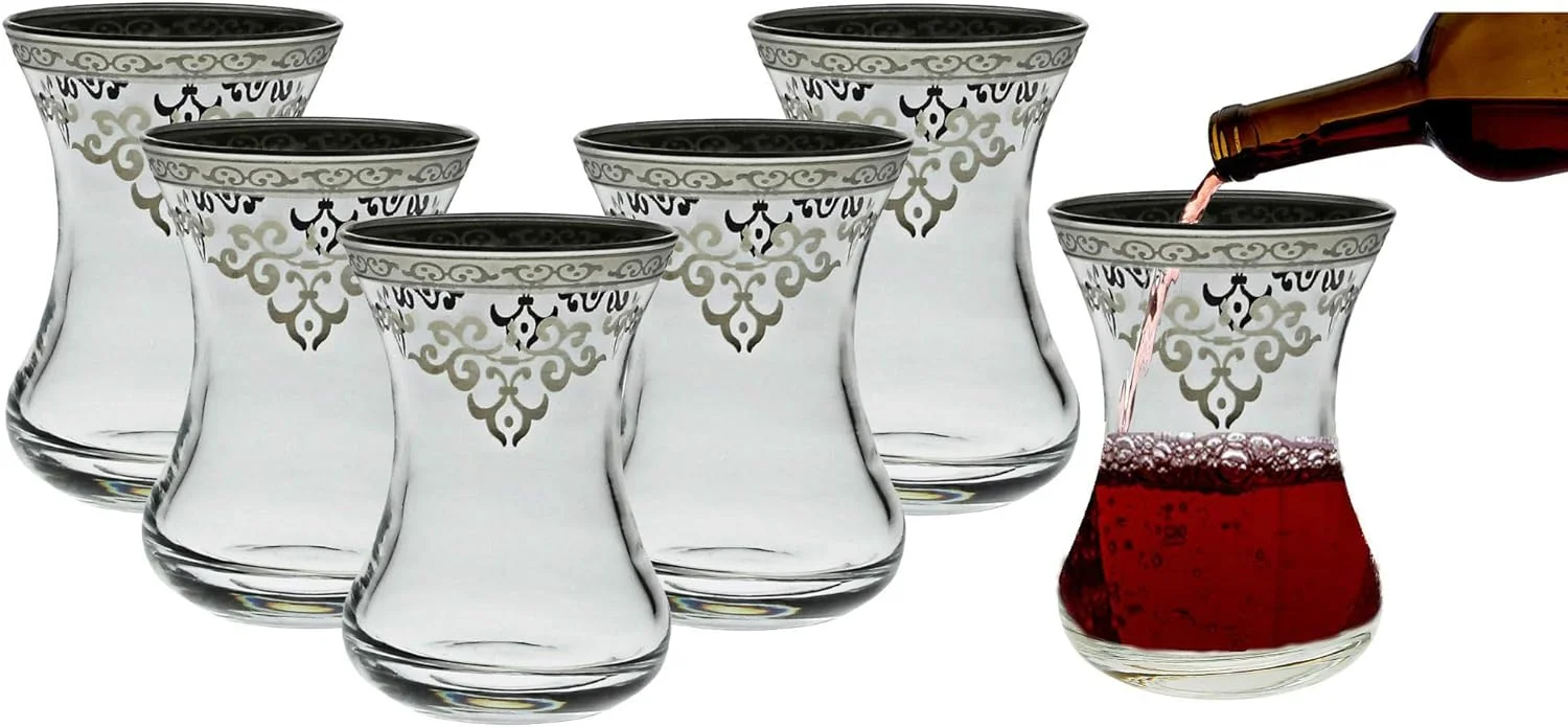 Modern Stemless Wine Glasses, Set Of 6 - Passover Kiddush Cup - Occasions Glass 4.75 Oz (Silver)
