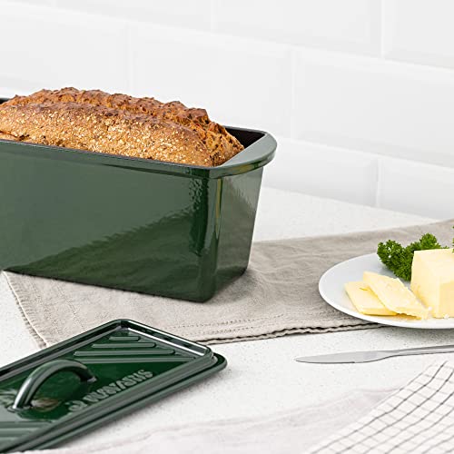 Navaris Cast Iron Bread Loaf Pan with Lid, 13x5 inches, Black