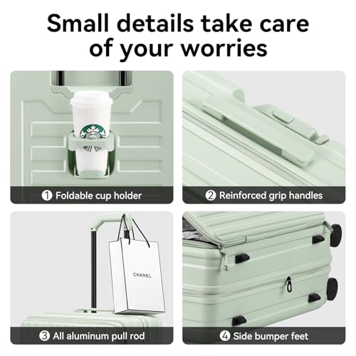 ROAMING Grace Expandable Carry On Luggage Airline Approved, 20 Inch Hardside Carry On Suitcase with Wheels, Travel Harshell Spinner Small Luggage with Tsa Lock, Jade cyan, 20-Inch Carry-On