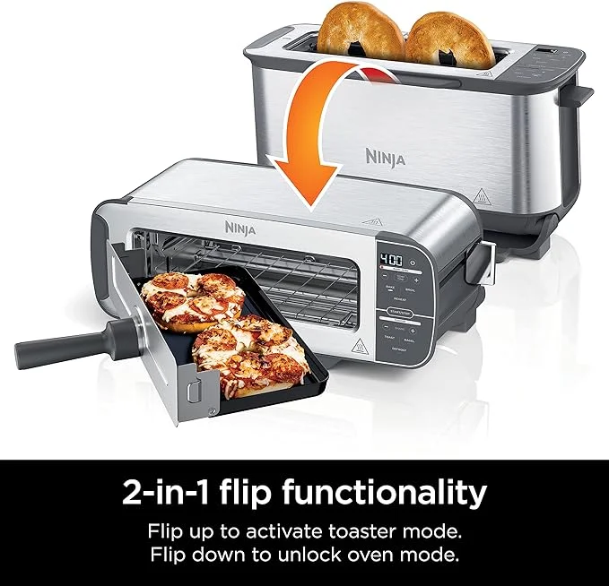 Open Box Ninja Foodi 2-IN-1 Compact Toaster Oven ST101 - Stainless Steel