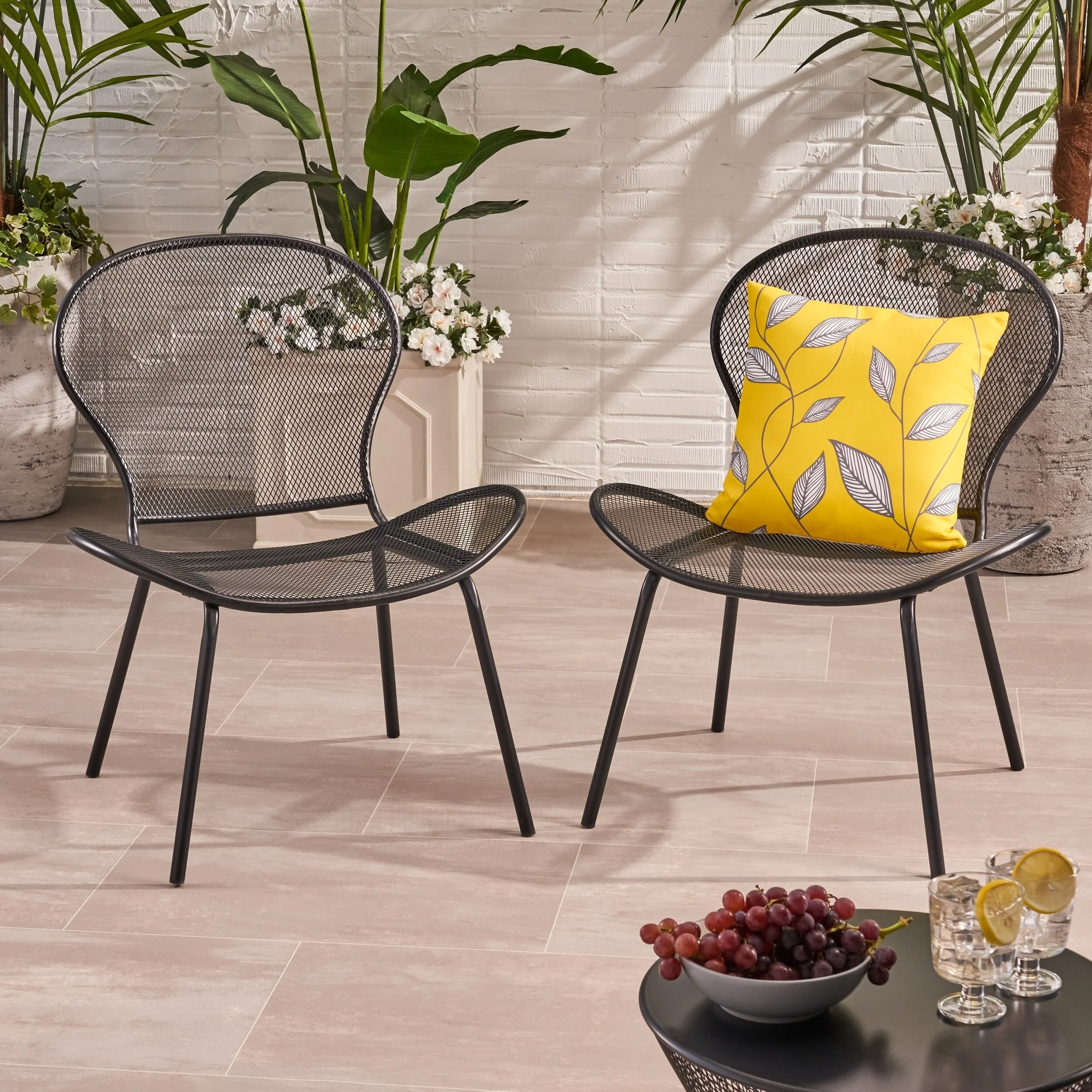 Christopher Knight Home Nevada Modern Outdoor Club Chairs (Set of 2) by  Matte Black