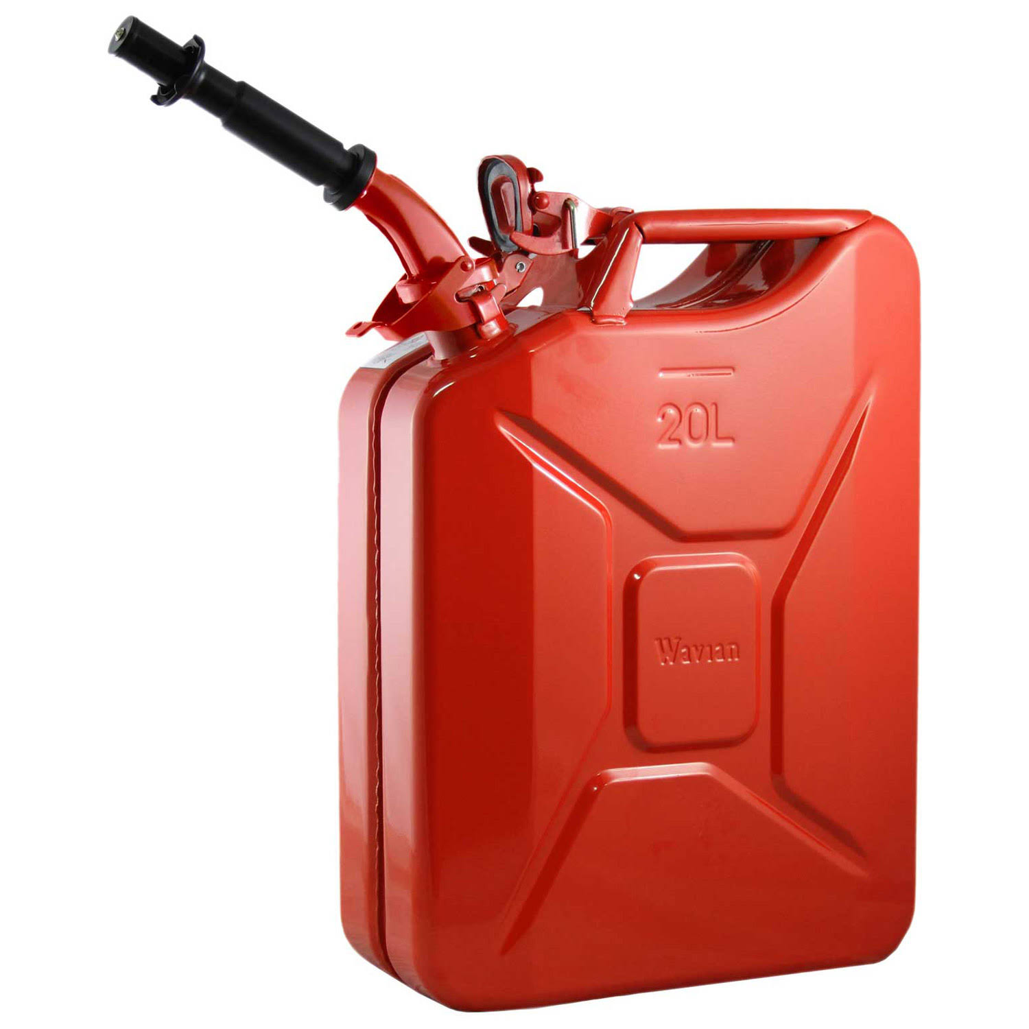Wavian Authentic Carb Fuel Jerry Can with Spout, Red, 5.3 Gallon