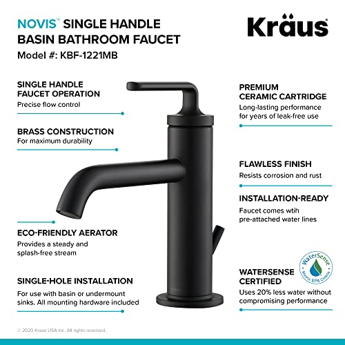 KRAUS Ramus Single Handle Vessel Sink Bathroom Faucet with Pop-Up Drain in Brushed Gold, KVF-1220BG
