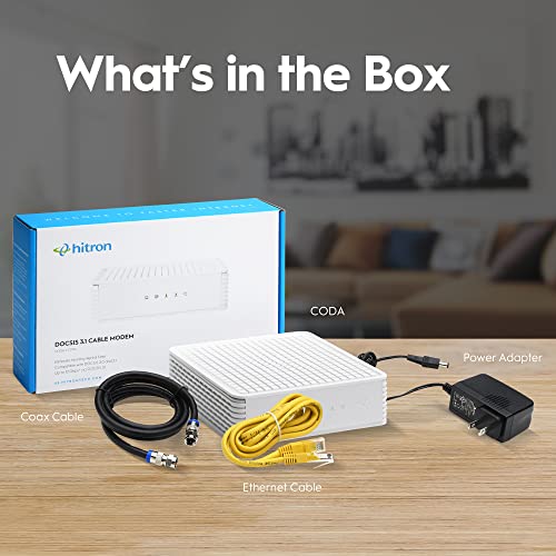 Hitron CODA56 Multi-Gigabit DOCSIS 3.1 Modem | 2.5 Gbps Max Internet Speeds | Certified with Xfinity, Charter Spectrum, Cox | 10x Faster Than DOCSIS 3.0 | 2.5 Gbps Ethernet Cable Modem ONLY